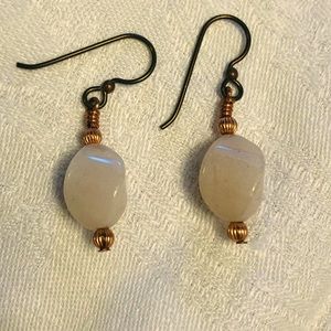 New Hand-Crafted Copper Earrings with Peach Aventurine Drops